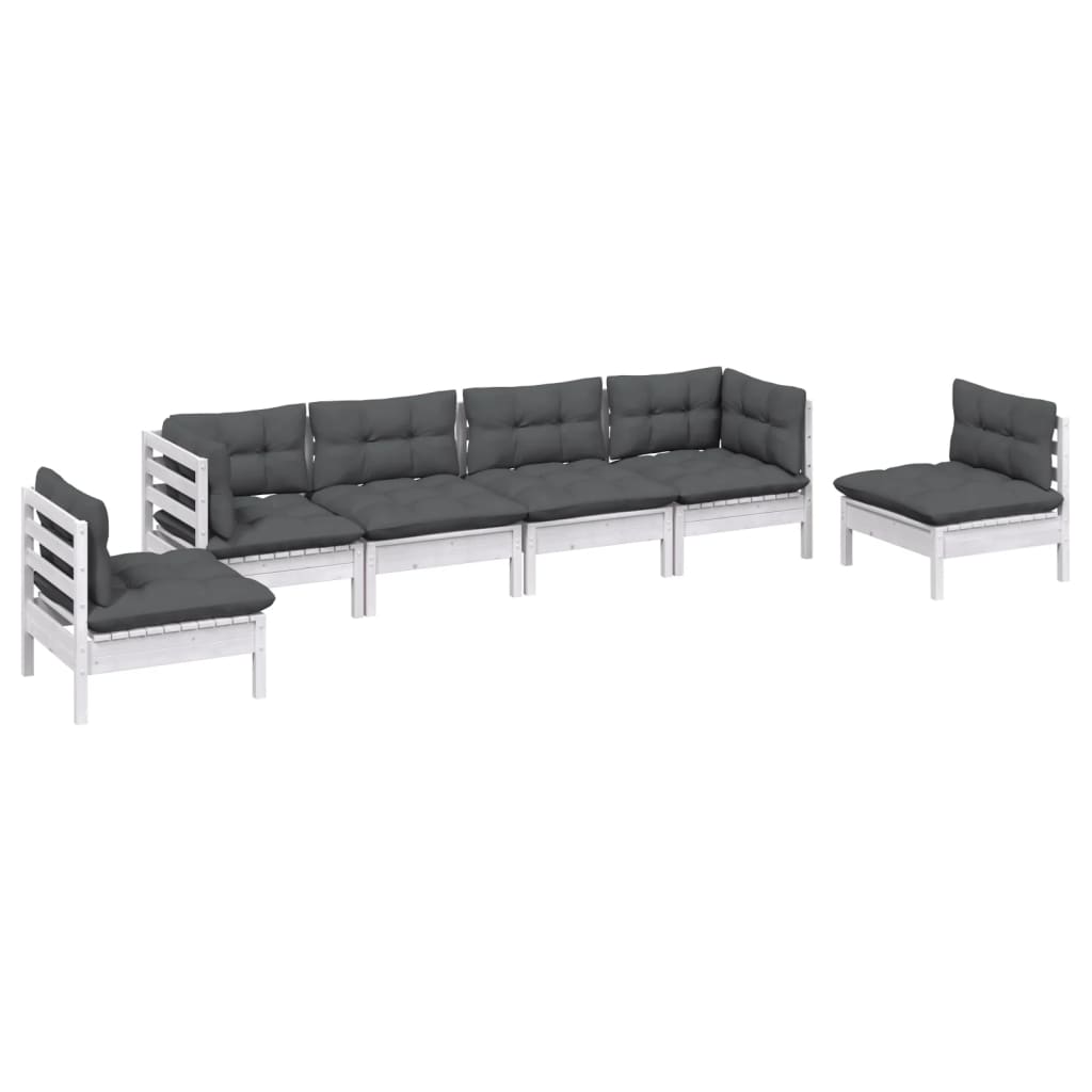 6-tlg. Garten-Lounge-Set mit Kissen Kiefer Massivholz