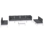9-tlg. Garten-Lounge-Set mit Kissen Kiefer Massivholz