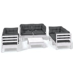 7-tlg. Garten-Lounge-Set mit Kissen Kiefer Massivholz