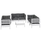 7-tlg. Garten-Lounge-Set mit Kissen Kiefer Massivholz