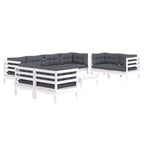 9-tlg. Garten-Lounge-Set mit Kissen Kiefer Massivholz