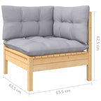 5-tlg. Garten-Lounge-Set mit Grauen Kissen Kiefernholz