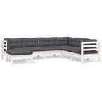 7-tlg. Garten-Lounge-Set mit Kissen Weiß Kiefer Massivholz