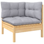 12-tlg. Garten-Lounge-Set mit Grauen Kissen Massivholz Kiefer