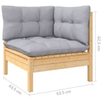 13-tlg. Garten-Lounge-Set mit Grauen Kissen Kiefernholz