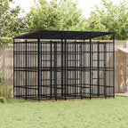 Outdoor-Hundezwinger mit Dach Stahl 5,53 m²