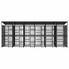 Outdoor-Hundezwinger mit Dach Stahl 11,06 m²