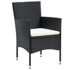 3-tlg. Garten-Essgruppe Poly Rattan Schwarz