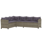6-tlg. Garten-Lounge-Set mit Kissen Poly Rattan Grau