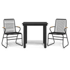 3-tlg. Garten-Essgruppe Schwarz PVC Rattan