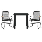 3-tlg. Garten-Essgruppe Schwarz PVC Rattan