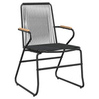 3-tlg. Garten-Essgruppe Schwarz PVC Rattan