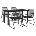 5-tlg. Garten-Essgruppe Schwarz PVC Rattan
