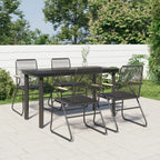 5-tlg. Garten-Essgruppe Schwarz PVC Rattan