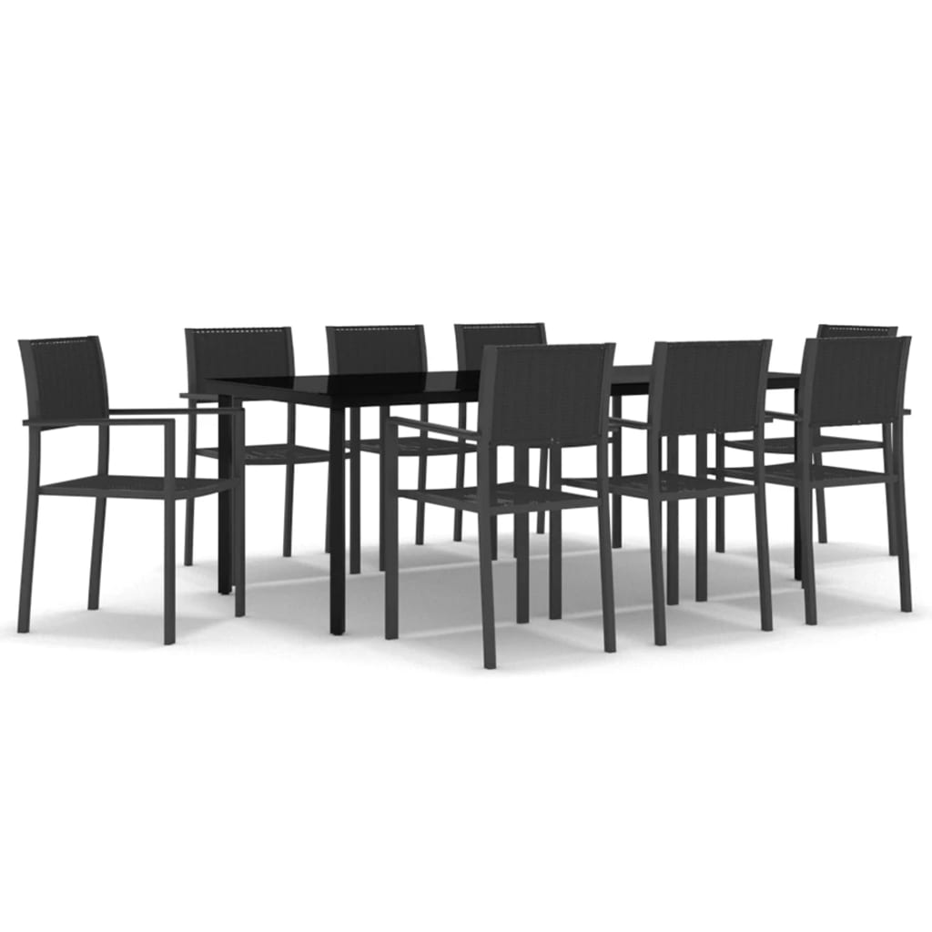 9-tlg. Garten-Essgruppe Schwarz