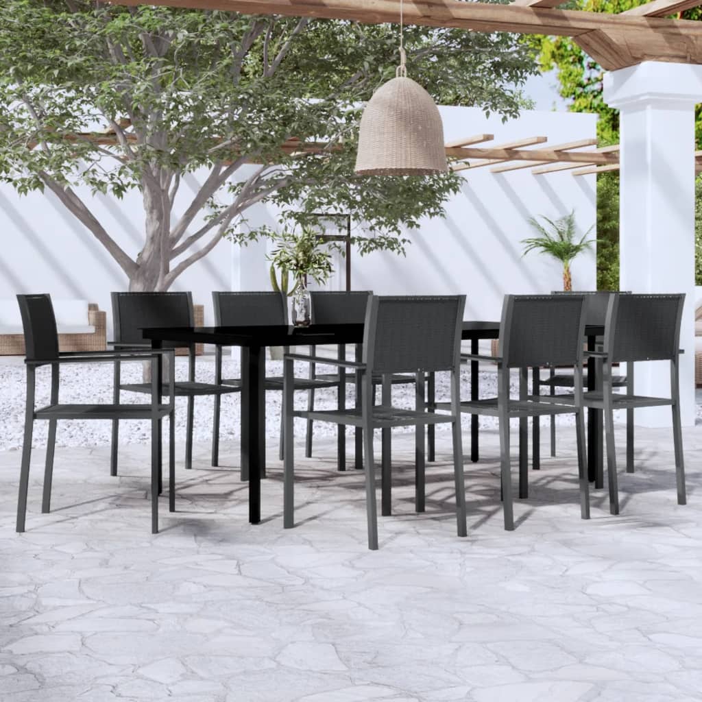 9-tlg. Garten-Essgruppe Schwarz