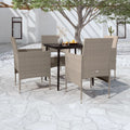 5-tlg. Garten-Essgruppe mit Kissen Beige und Schwarz