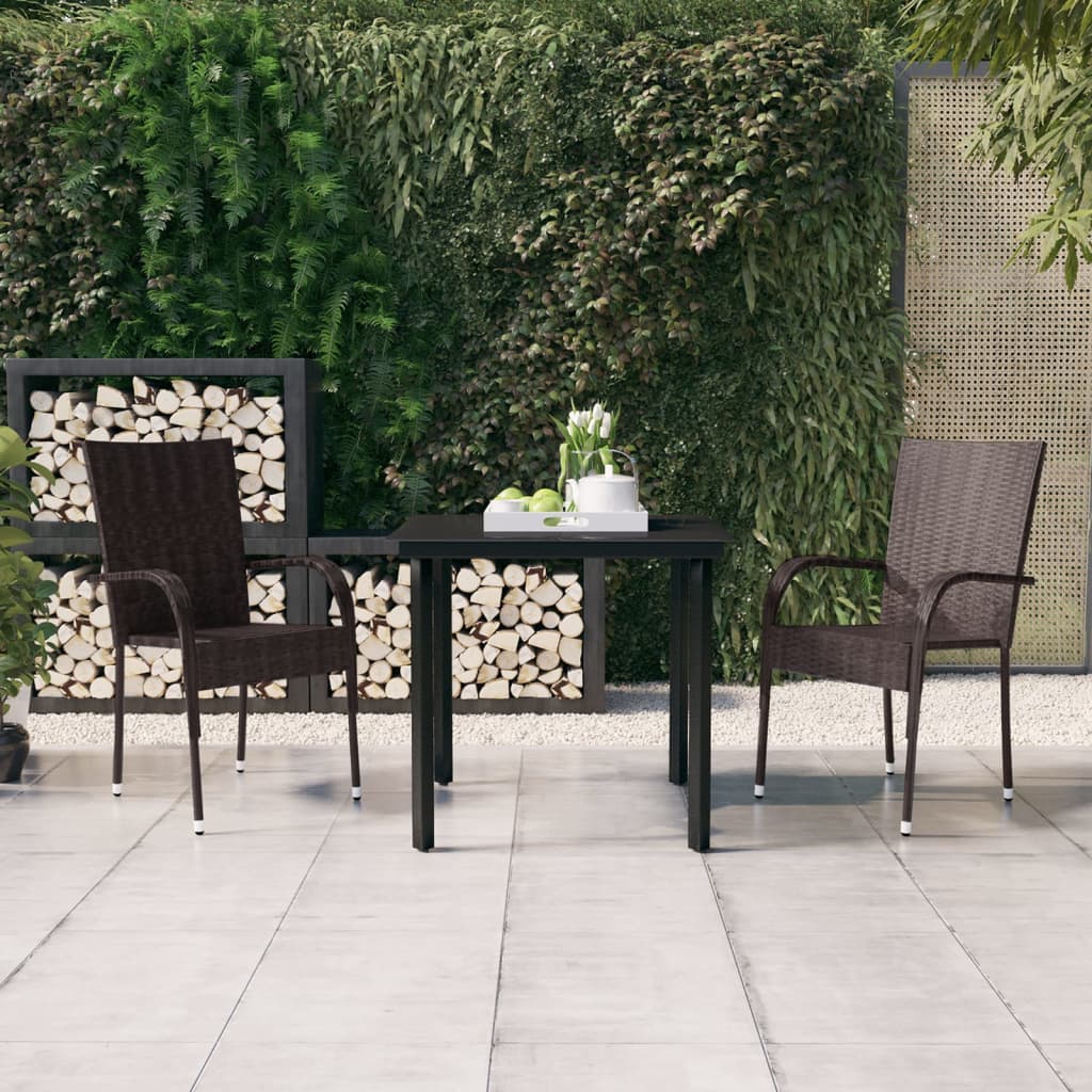 3-tlg. Garten-Essgruppe Braun und Schwarz