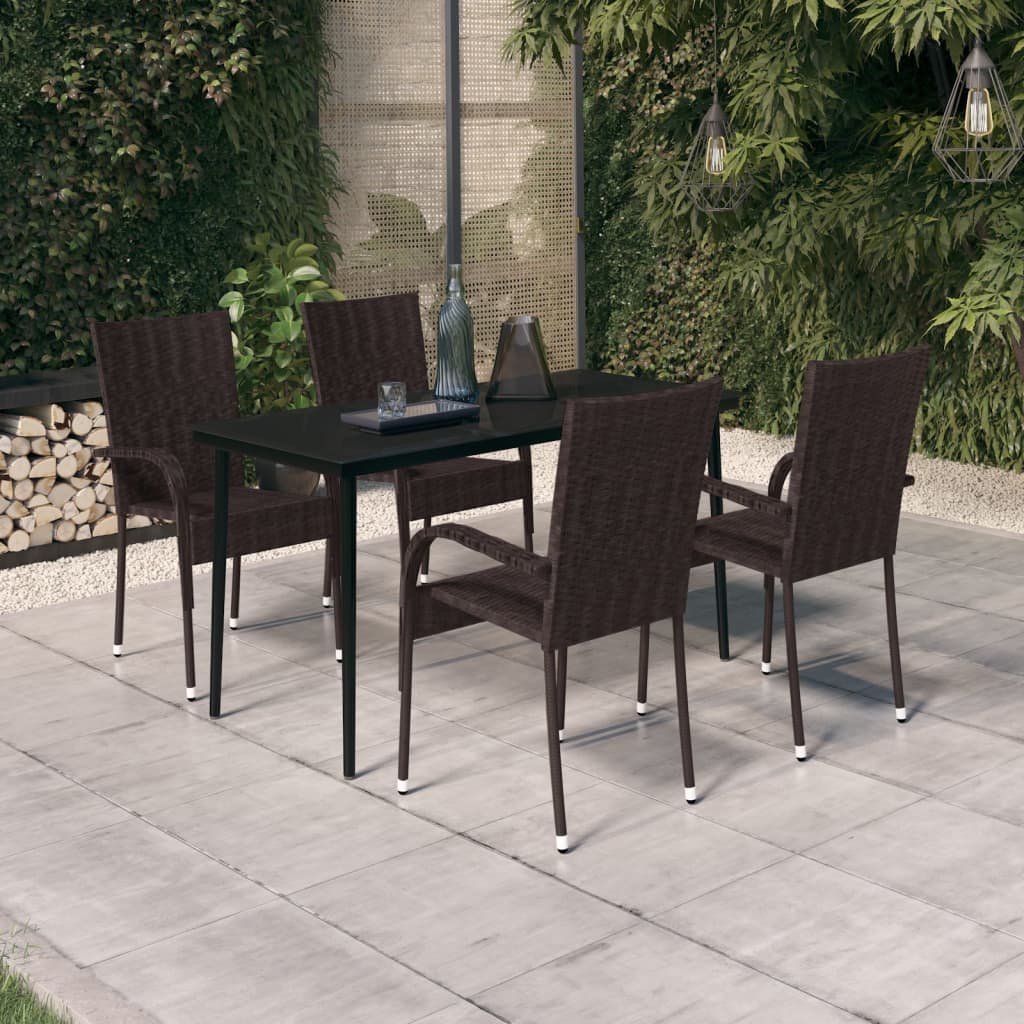 5-tlg. Garten-Essgruppe Braun und Schwarz