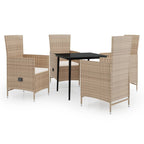 5-tlg. Garten-Essgruppe mit Kissen Beige