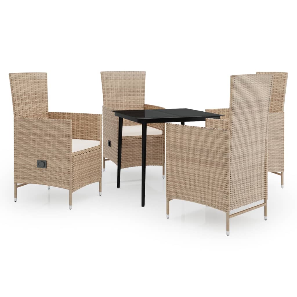 5-tlg. Garten-Essgruppe mit Kissen Beige