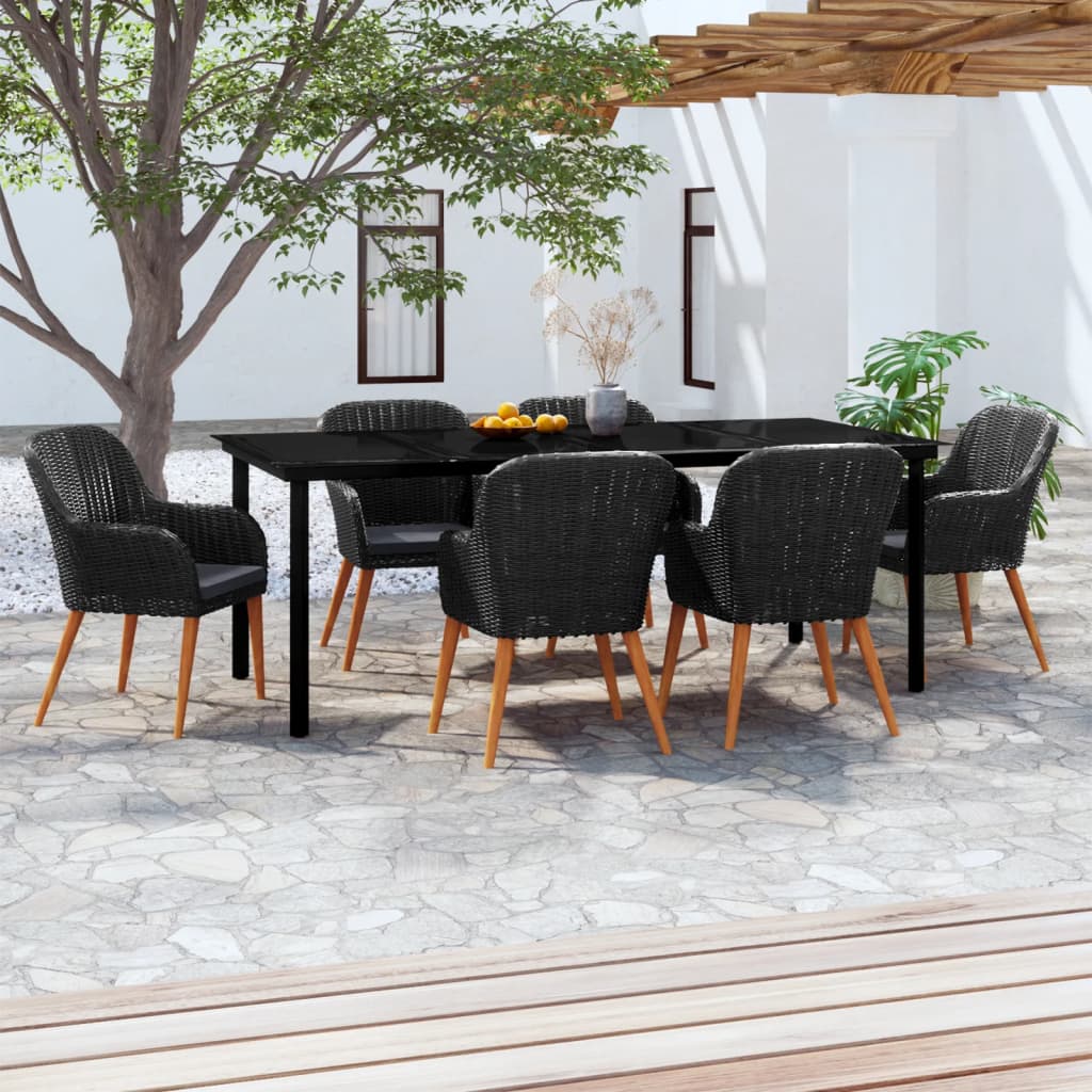 7-tlg. Garten-Essgruppe mit Kissen Schwarz