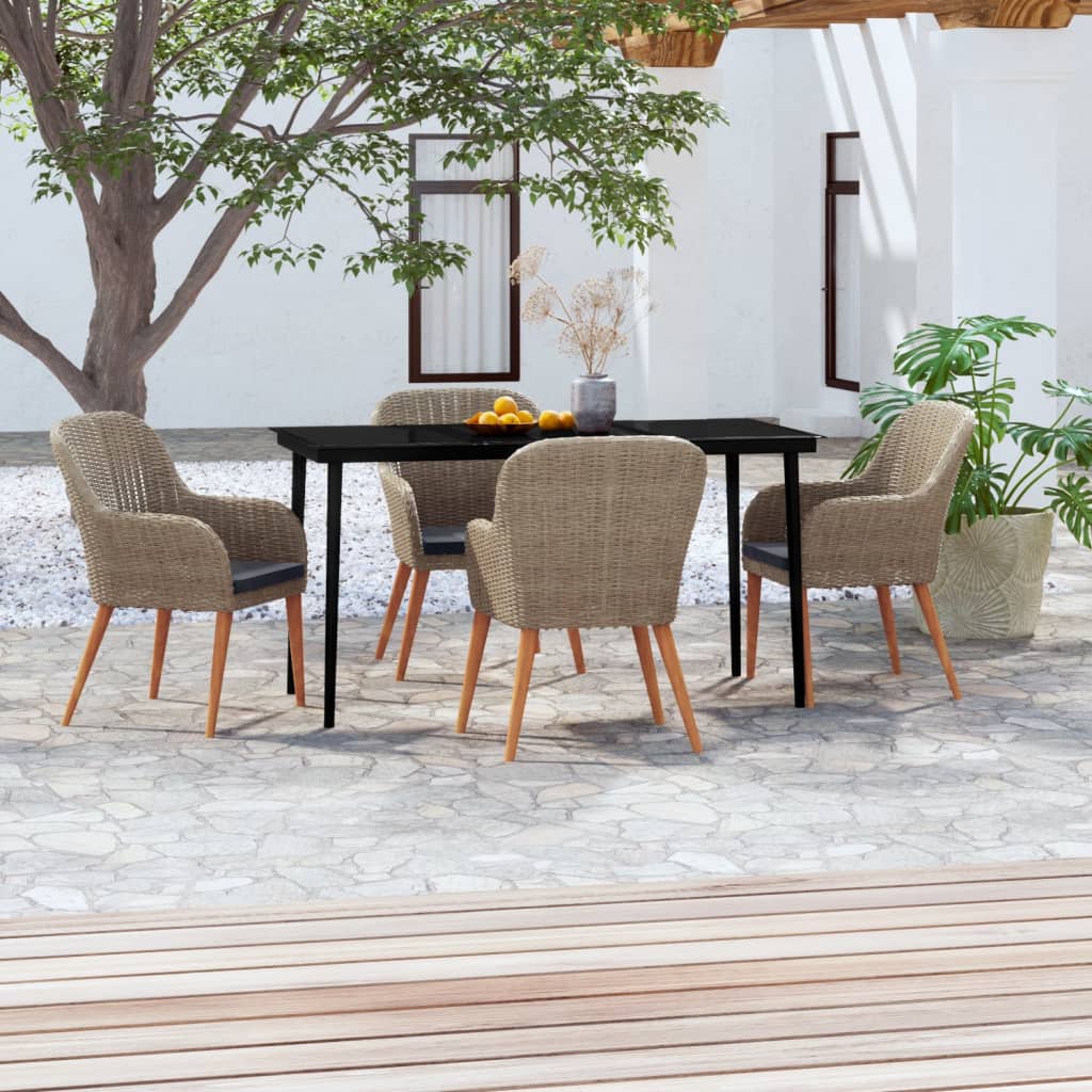 5-tlg. Garten-Essgruppe mit Kissen Braun
