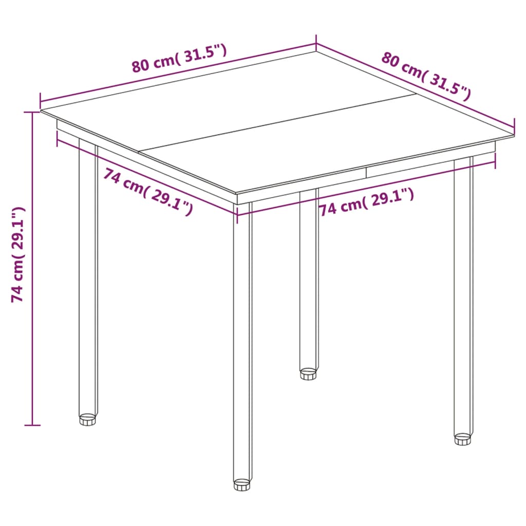 5-tlg. Garten-Essgruppe mit Auflagen Poly Rattan und Glas