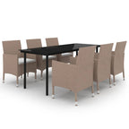 7-tlg. Garten-Essgruppe mit Auflagen Poly Rattan und Glas