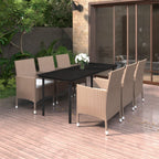 7-tlg. Garten-Essgruppe mit Auflagen Poly Rattan und Glas