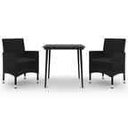 3-tlg. Garten-Essgruppe mit Auflagen Poly Rattan und Glas