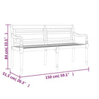 Batavia-Bank mit Rotem Kissen 150 cm Massivholz Teak