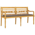 Batavia-Bank mit Taupe Kissen 150 cm Massivholz Teak