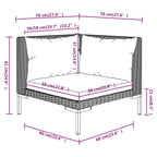 4-tlg. Garten-Lounge-Set mit Kissen Poly Rattan Dunkelgrau