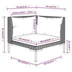 6-tlg. Garten-Lounge-Set mit Kissen Poly Rattan Dunkelgrau