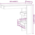 Wand-Bartisch Hochglanz-Weiß 102x45x103,5 cm Holzwerkstoff