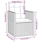 3-tlg. Garten-Lounge-Set mit Kissen Poly Rattan Grau