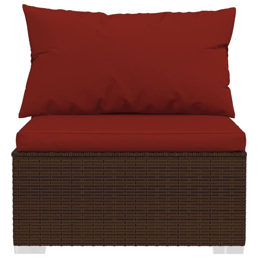 12-tlg. Garten-Lounge-Set mit Kissen Poly Rattan Braun