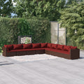 9-tlg. Garten-Lounge-Set mit Kissen Poly Rattan Braun