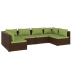 6-tlg. Garten-Lounge-Set mit Kissen Poly Rattan Braun