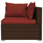 6-tlg. Garten-Lounge-Set mit Auflagen Poly Rattan Braun