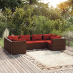 6-tlg. Garten-Lounge-Set mit Auflagen Poly Rattan Braun