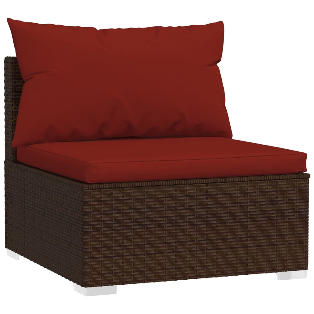 13-tlg. Garten-Lounge-Set mit Kissen Braun Poly Rattan