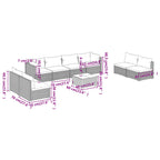 9-tlg. Garten-Lounge-Set mit Kissen Poly Rattan Braun