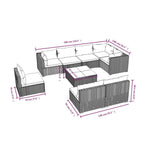 9-tlg. Garten-Lounge-Set mit Kissen Poly Rattan Schwarz