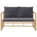 2-tlg. Garten-Lounge-Set mit Dunkelgrauen Kissen Bambus