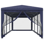 Partyzelt mit 8 Mesh-Seitenwänden Blau 3x9 m HDPE