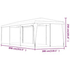 Partyzelt mit 8 Mesh-Seitenwänden Blau 3x9 m HDPE