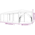 Partyzelt mit 10 Mesh-Seitenwänden Anthrazit 3x12 m HDPE