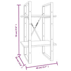 Bücherregal 2 Fächer Grau Sonoma 40x30x70 cm Holzwerkstoff